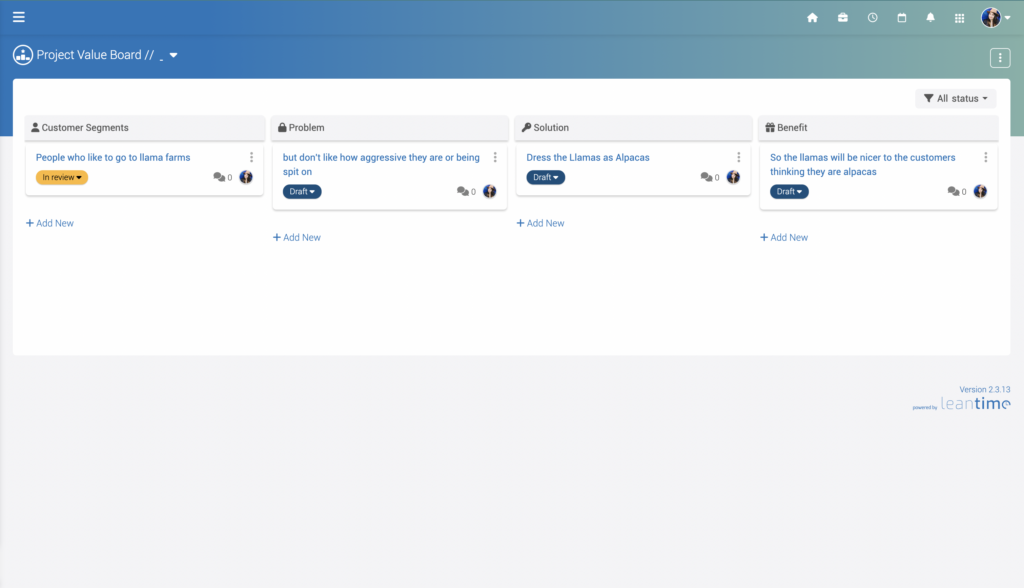 Project-Value-Canvas-Leantime-Open-Source-Project-Management-Light-Mode