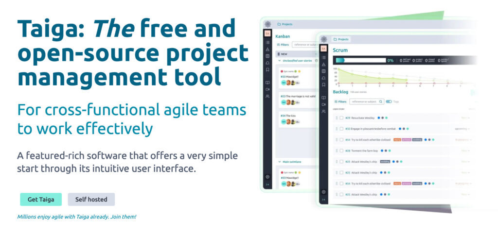 Taiga open source project management